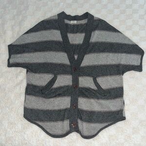 Wallace Striped Lambs Wool Blend Short Sleeve Cardigan Sweater • XS / S